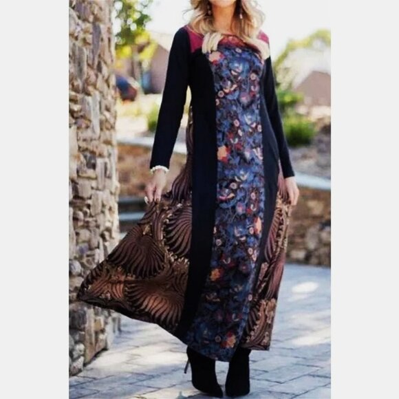 Soft Surroundings Women's Embellished Embroidered Icon Sultana Maxi Dress Large - Picture 5 of 10